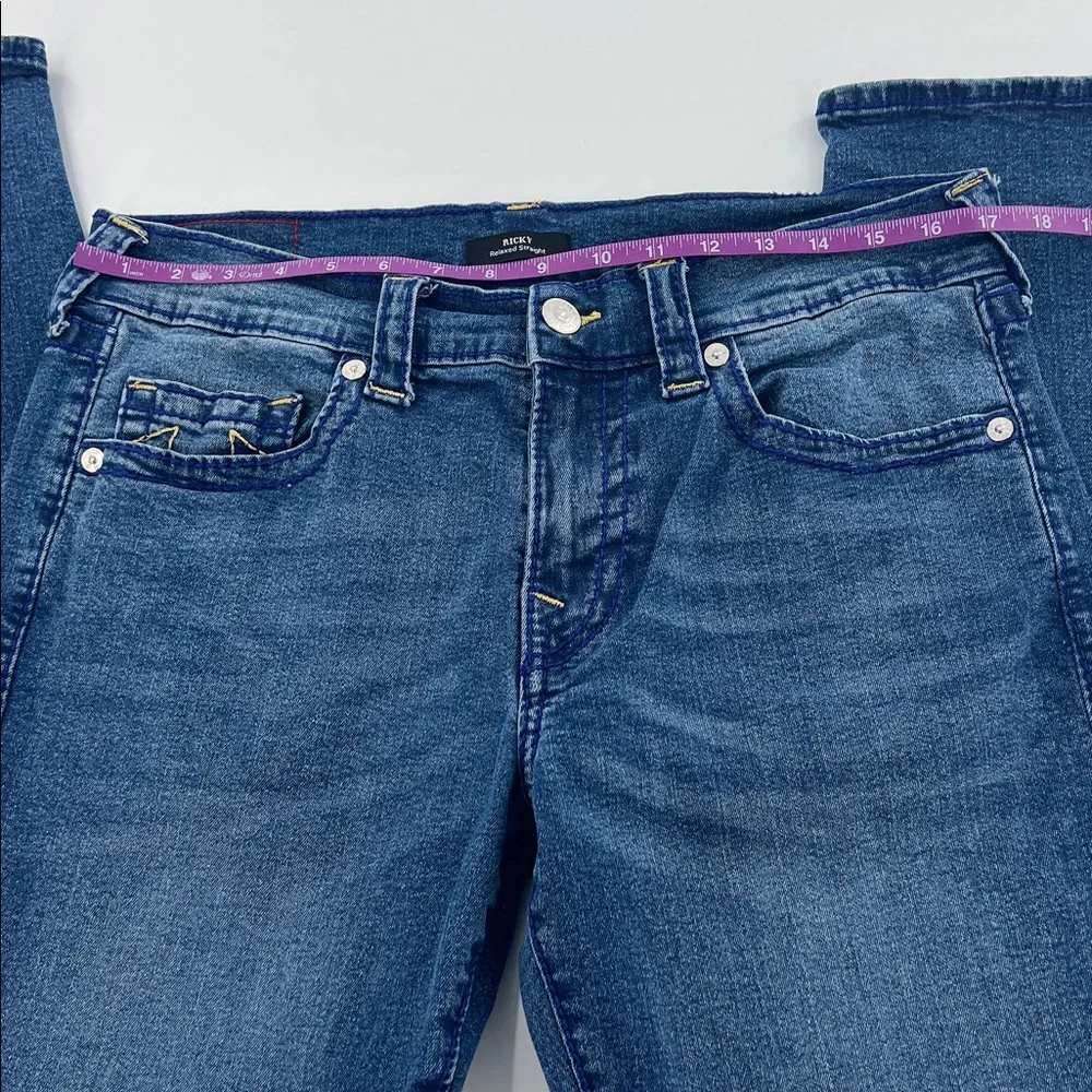 True‎ Religion Ricky Relaxed straight Denim men’s Jeans y2k bold stitch 90s 33
